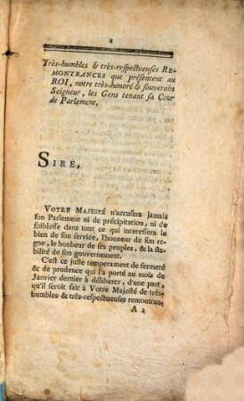 Remontrances Du Parlement De Bordeaux Du 12 Mars 1756