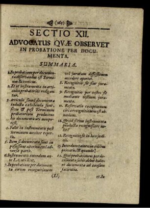 Sectio XII. Advocatus Quae Observet In Probatione Per Documenta.