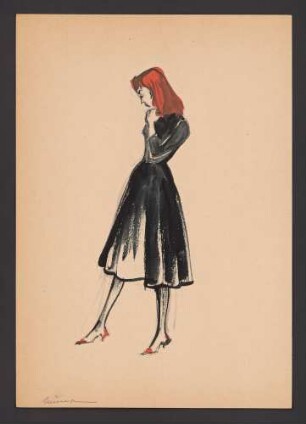 Modezeichnung: Frau mit rotem Haar