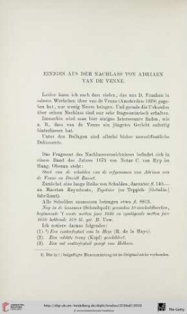 Einiges aus dem Nachlass von Adriaen van de Venne