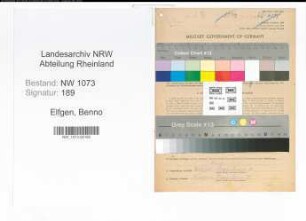 Entnazifizierung Benno Elfgen , geb. 31.01.1888 (Tiefbauarbeiter)
