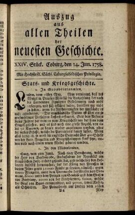 XXIV. Stück. Coburg, den 14. Jun. 1758.