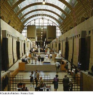 Paris, Rue de Lille. Musée d'Orsay im ehemaligen Bahnhof Gare d’Orsay (Umbau 1977-1986) . Innenansicht