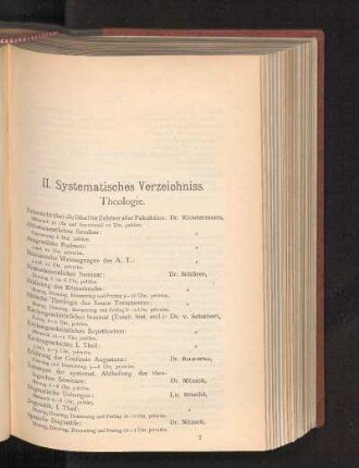 II. Systematisches Verzeichniss.