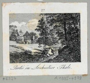 Partie im Loschwitzer Tal bei Dresden (heute Grundstraße), Teil einer Reihe von 48 Radierungen Günthers zu Brückners Pittoreskischen Reisen um 1800