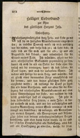 252-261, Heiliger Liebesbund zur Ehre des goettlichen Herzens Jesu. - Rosenkraenzlein zur Ehre des goettlichen Herzens Jesu.