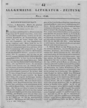 Kierulff, J. F.: Theorie des gemeinen Civilrechts. Bd. 1. Altona: Hammerich 1839 (Fortsetzung von Nr. 41)