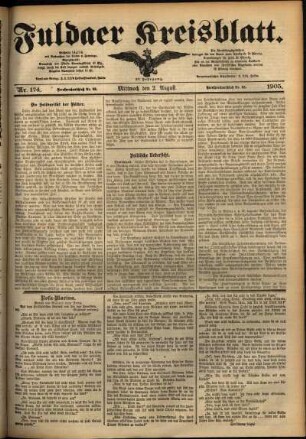 Ausgabe vom Mittwoch, den 02. August 1905.