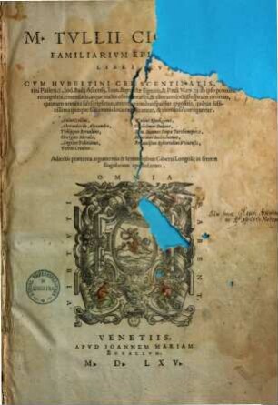 M. Tullii Ciceronis familiarum epistolarum libri XVI