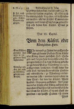 Das III. Capitel. Vom Käiserl. oder Königlichen Hofe