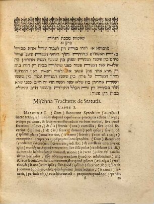 Mišnāyôt Masseḵet ̣hôrîôt h.e. Textus Talmudicus Tractatus De Statutis : cum Versione Latina Et Annotationibus