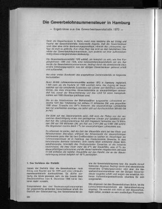Die Gewerbelohnsummensteuer in Hamburg : Ergebnisse aus der Gewerbestatistik 1970