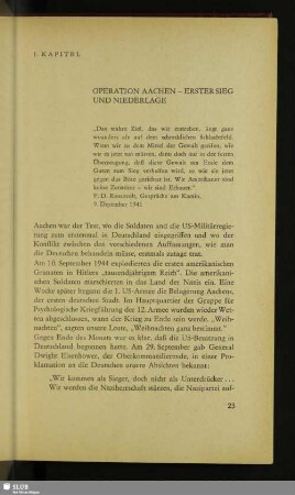 1. Kapitel: Operation Aachen - Erster Sieg Und Niederlage