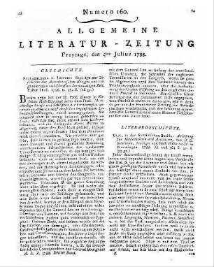 Schelhorn, Johann Georg: Anleitung für Bibliothekare und Archivare. - Ulm : Stettin, 1788