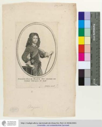 Philippes, Fils De France, Dvc D'Aniov Et Frere Vnicqve Dv Roy / P. Aubry excud.