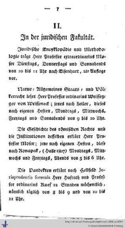 II. In der juridischen Fakultät.