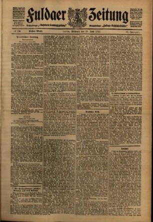 Erste Ausgabe vom Mittwoch, den 15. Juni 1910.