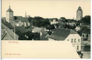 Eilenburg. Blick auf Stadt, Marienkirche und Schlossturm