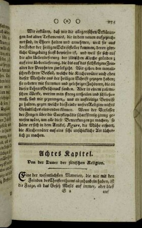 Achtes Kapitel. Von der Dauer der jüdischen Religion.