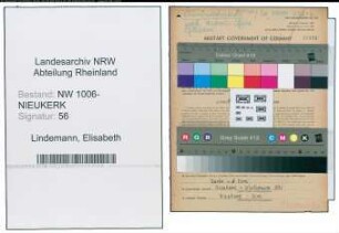 Entnazifizierung Elisabeth Lindemann , geb. 25.04.1921 (Angestellte)