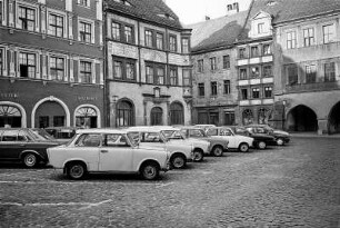 Deutsch-polnische Grenze, 1992. Görlitz Altstadt mit Trabant PKW