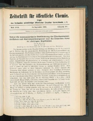 Heft XVII. 15. September 1909. Jahrgang XV.