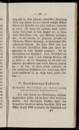 Köthensche Gesellschaft zur Uebertragung des erlittenen Hagelschadens.