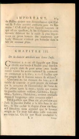 Chapitre III. De la divinité attribuée aux livres Juifs