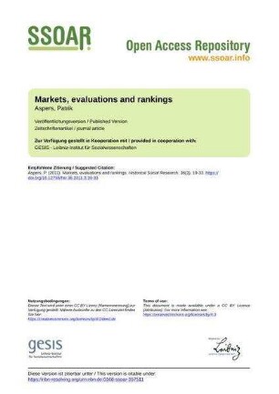 Markets, evaluations and rankings