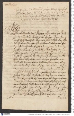Kurfürst Albrecht III. von Sachsen, Markgraf Friedrich I. von Brandenburg und Landgraf Friedrich der Ältere von Thüringen schließen ein Bündnis auf Lebenszeit
