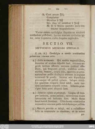 Sectio VII. Methodus Medendi Specialis.