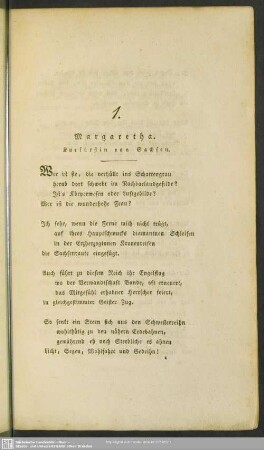 1. Margaretha. Kurfürstin von Sachsen