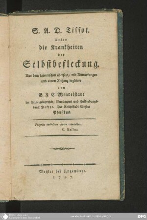 Ueber die Krankheiten der Selbstbefleckung