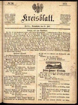 Ausgabe vom Samstag, den 15. Juli 1871.