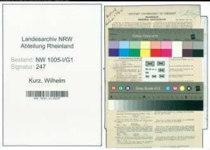 Entnazifizierung Wilhelm Kurz , geb. 16.10.1889 (Wachtmeister)