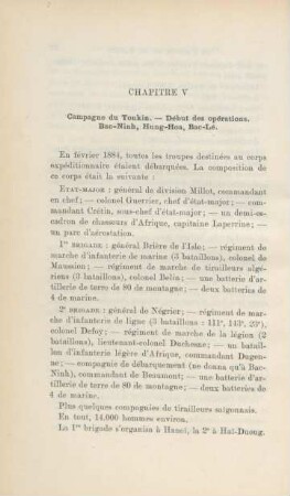 Chapitre V. Campagne du Tonkin ...