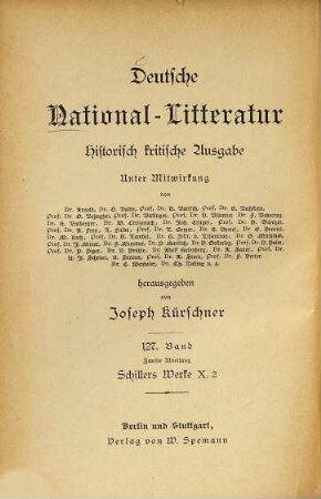 Schillers Werke, 10,2. Die "historischen Memoires". Kleine historische Schriften