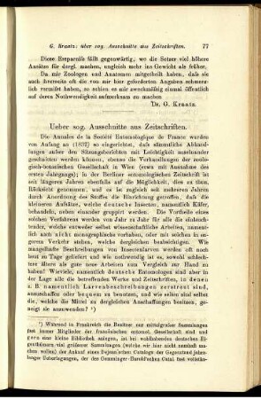 Ueber sog. Ausschnitte aus Zeitschriften