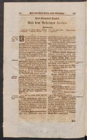 Das siebenzehnte Capitel. Von dem Geheimen Archiv