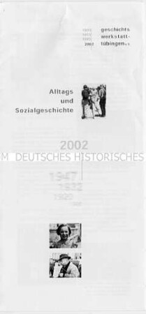 Informationsblatt der Geschichtswerkstatt Tübingen zur Alltags und Sozialgeschichte