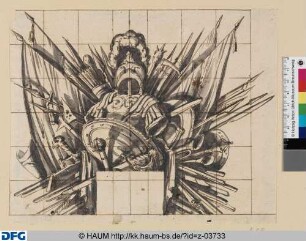 Entwurf für eine Trophäe: Waffen, Rüstung, Speere und Fahnen