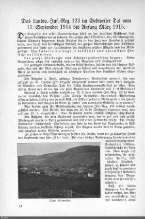Das Landw.-Inf.-Reg. 123 im Gebweiler-Tal vom 13. September 1914 bis Anfang März 1915.