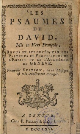 Les Psaumes de David : Mis en Vers François