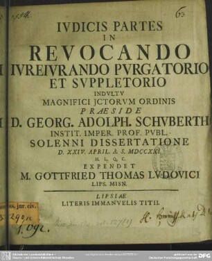 Iudicis Partes In Revocando Iureiurando Purgatorio Et Suppletorio