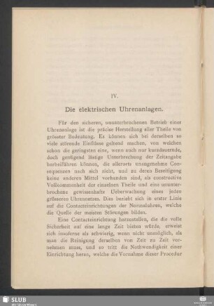 IV. Die elektrischen Uhrenanlagen