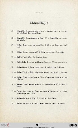Céramique (Nr. 67-85)