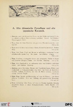 A. Alte chinesische Porzellane und alte japanische Keramik (Nr. 1-217)