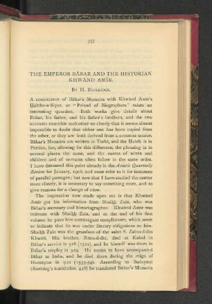 The Emperor Babar and the Historian Khwand Amir.
