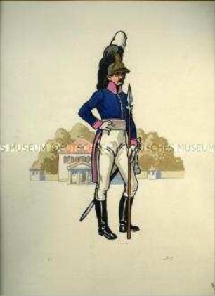 Uniformdarstellung, Leutnant des 8. Infanterie-Regiments, Württemberg, 1800. Aus: Scharf: "Buntes Tuch".