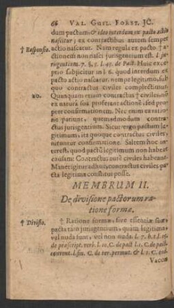 Membrum II. De divisione pactorum ratione formae